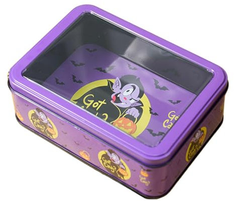Misaakoeq Boîte à biscuits d'Halloween,boîte à biscuits d'Halloween | Boîte de conserve en métal portable | Boîtes de rangement rectangulaires portables en métal, boîte rectangulaire en métal festive,