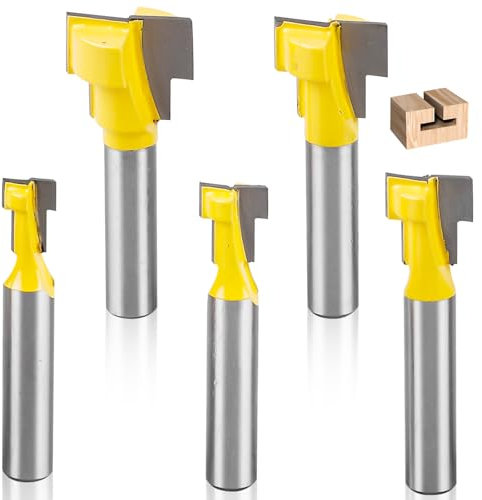Lot de 5 fraises à bois avec tige de 8 mm, fraise à rainurer, fraise à rainurer, tige pour le travail du bois, outils de travail du bois