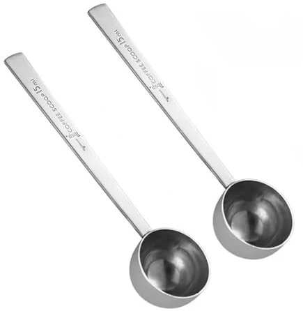 2 cucchiai da tavola con manico lungo, 15 ml in acciaio inox, cucchiaio dosatore per caffè macinato, tè sfuso, latte Brewin e polvere.