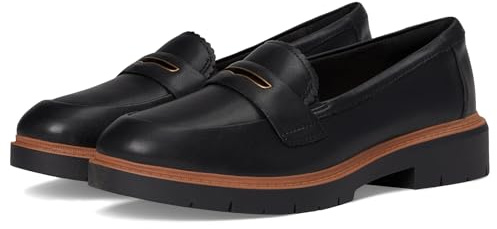 Clarks Collection Women's Westlynn Glow Penny Loafer, Black Leather, 10 M US
