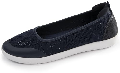 Isotoner Bailarinas para mujer, fácil de poner, suela con memoria forma, cómoda y ligera,, Armada Lurex, 38 EU
