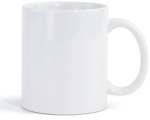 Tazas de sublimación en blanco, taza de café blanca de 11 onzas, con caja de embalaje, lavables a máquina, tazas de té de porcelana brillante ligeras con asa, tazas de café clásicas de cerámica para