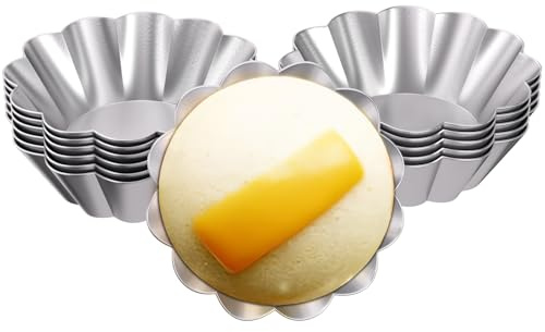12 Pcs Puto Molder Filipino Set - 4”x1.3” Wave Shape Puto Mold Cups for Steamer Filipino - 304 Stainless Steel Molds Durable & Reusable Baking Cups for Steamer Filipino