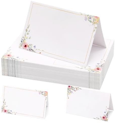 60 piezas de tarjetas de mesa con elegantes flores, tarjetas para personalizar 10.9x8.4CM, tarjetas de nombre para bodas, tarjetas de mesa con flores, tarjetas de nombre para bodas, cumpleaños