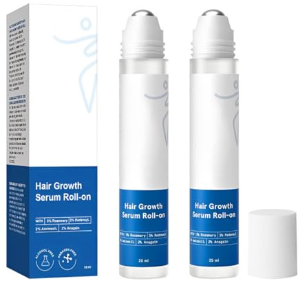 OIXEY 2 Pezzi Hair Growth Serum, 25 Ml Siero Per La Crescita Dei Capelli Al Rosmarino Roll On, Siero Bloccante Del Cuoio Capelluto Favorisce Il Flusso Di Ossigeno, Riduce La Perdita