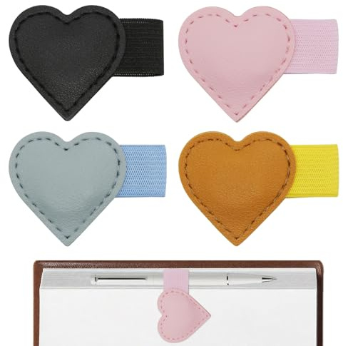 4 segnalibri magnetici in pelle con portapenne | Graziosa chiusura magnetica a forma di cuore per libri, regalo multifunzionale per lettori, donne e studenti