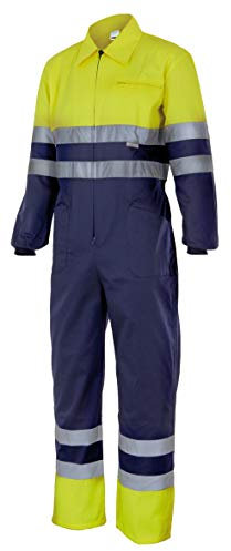 VELILLA P15170Xl Combinaison bicolore haute visibilité Bleu marine et jaune fluo Taille XL