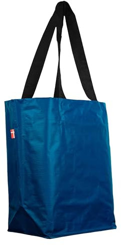 BikeZac Einkaufstasche wasserabweisend groß | Gepäckträgertasche | Blaue Recycling Tasche für Fahrrad | Fahrradtasche | Einkaufswagen | Einkaufstaschen wiederverwendbar | Bikezac 2.0 Navy Blue