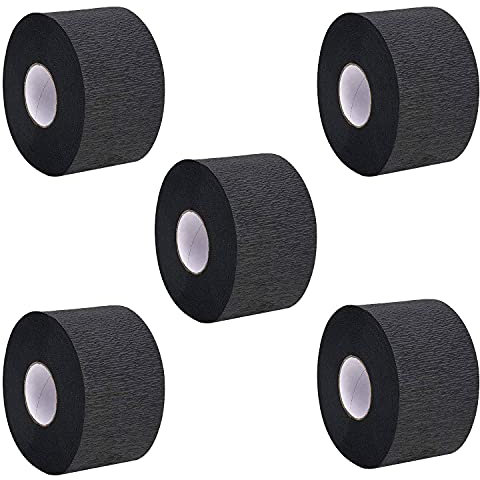 Ponik's Halskrepprollen Pro - 500 Blatt (5 Rollen à 100 Streifen) - Halsschutzkrause, Einweg Hals Papierrolle, Einwegkrepppapier für Salon, Haare Schneiden, Friseurbedarf, Krause für Friseure Schwarz