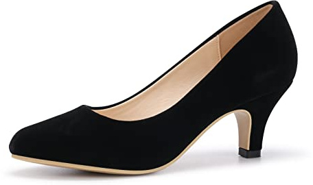 Women's Court Shoes Kitten Heels Wide Bridal Work Office Wedding Party Low Heel Pump Slip On Shoes RM Black Tag 9.5-UK 7