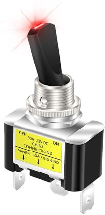 ASW-07D-2 Interrupteur à bascule pour voiture, 12 V 30 A, éclairage LED rouge uniquement à 12 V, SPST marche/arrêt, 2 positions, 3 pôles, pour voitures, camions, bateaux