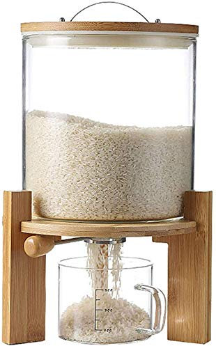 Storage Jars Glass Airtight,5L,Storage Container Set Kitchen,Cereal Dispenser,Container for Muesli Cornflakes Dispenser with Lid,Food Storage Containers with Wooden Stand