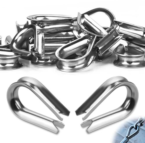 SWTYExt M2 Drahtseil Kauschen 25 Stück Stainless Steel Kausche 2mm 304 Edelstahl Kabelkausche für Drahtseilklemmen Stahlseil Wäscheleine Forstseil Markise Fixiert