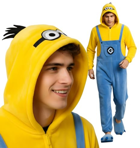 nerd hunters gul kigurumi pyjamas onesie kostym för vuxna – unisex djurkostym, storlekar S–XL