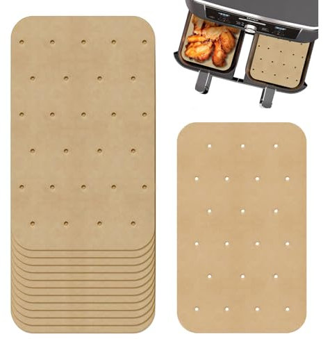 150PCS Carta Forno per Friggitrice Ad Aria 20,5x14cm, Carta Da Forno Airfryer Rettangolare Fodere Perforate Fogli di Carta Pergamena Carta per Olio da Cucina Fodere Antiaderenti