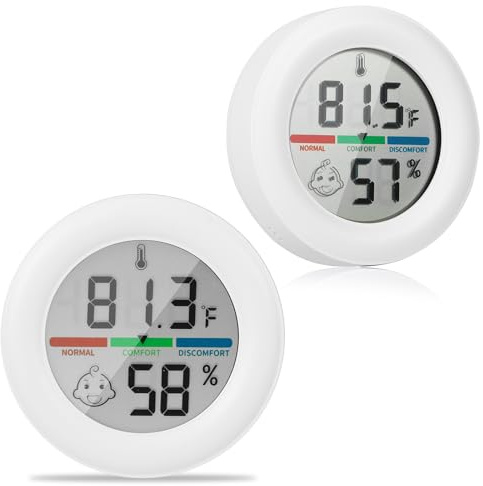 Mini Thermomètre Hygromètre, Intérieur Digital à Haute Précision thermostat, Thermomètre Chambre Bébé pour Serre, Thermomètre Frigo Hygromètre Cave à Vin, Bureau