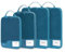 ECOHUB 4-Teilige Kompression Koffer Organizer, Packing Cubes mit Tag, Recycelten Packwürfel Set für Rucksack & Koffer, Maschenverstärkung Packtaschen für Koffer, Reise Organizer, Patent Anhängig(Blau)