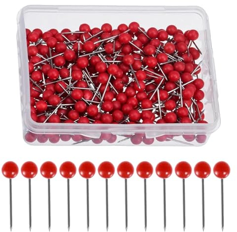 200 Stück Pins,Rot Pinnnadeln,Nadellänge 15 mm, Kopfdurchmesser 4 mm Stecknadeln mit Kopf,Rundkopfnadeln,Karte Nagel Pinnadeln,für Basteln,Nähen Säumen,Craft,Komponenten,Dekoration,Bürobedarf.