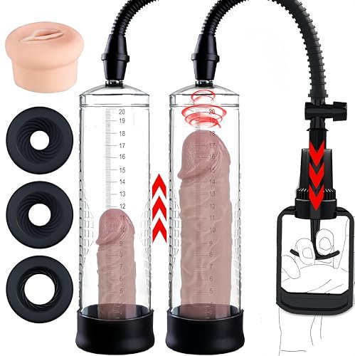 KinZon Pompa per pene, giocattolo sessuale per uomini - Allungamento, estensore del maschile, aumento delle dimensioni, piacere di coppia, con vagina in silicone (Senza manometro)