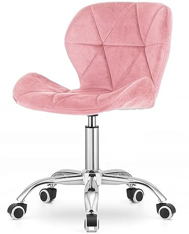 Silla de escritorio ergonómica con ruedas, cómoda silla giratoria para oficina en casa y lugar de trabajo, acolchada, base de metal resistente, gran selección de colores (rosa - oro)