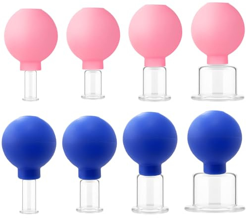 Glass Silicone Face Cupping Set, 4Pcs Vacuum Suction Massage for Body, Shoulder & Muscle/31.5(Pinks)