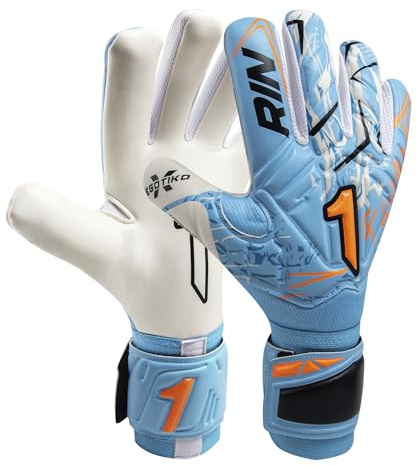 Rinat Guante de Portero Egotiko X Training, Azul/Naranja, Unisex Niños
