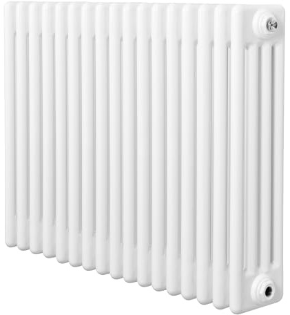 Radiatore Tradizionale a 4 Colonne 600 x 785 mm Orizzontale Acciaio al Carbonio Riscaldamento Centrale Design Classico Bianco con Kit Fissaggio e Spazzola Pulizia