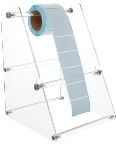 ORIGACH Label Roll Holder Dispenser for Thermal Printer, Sticker Rolls Holder for Rolls and Fanfold Labels, 2 Tier Acrylic Label Roll Holders for Home,Office,Study, Business