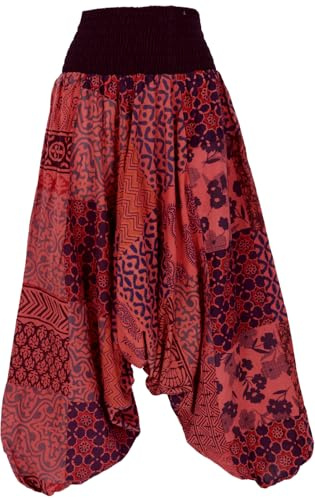 Guru-Shop, Estate Aladdin Pants Patchwork Pants Hippie Pants, Hippie Pants, Rosso, Cotone, Dimensione Indumenti:40, Harem Pantaloni Aladdin Pantaloni Aladdin