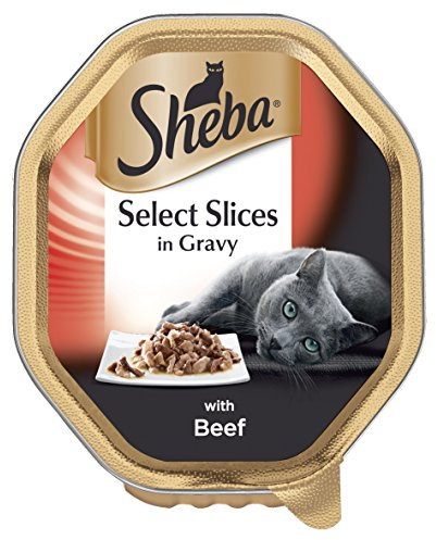 Sheba Select Slices Cat Tray with Beef in Gravy, 85.0 gram, transparent