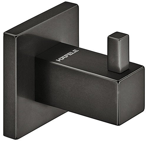 Design Bademantelhaken schwarz matt Kleiderhaken eckig Handtuchhaken Bad für Wand-Montage - Wellness | Wandhaken Messing massiv | 1 Stück - Handtuch-Aufhängung Badezimmer inkl. Befestigungsmaterial