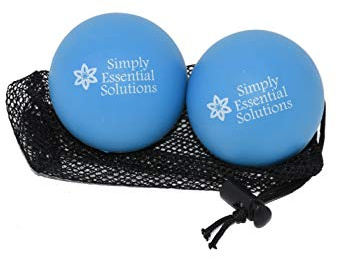 Simply Essential Solutions Deep Tissue Massage Therapy Balls: Set of Two with Mesh Bag for Self-Care Pain Relief, Myofacial Therapy, Physical Therapy, Deep Tissue Pressure. Yoga, Pilates Blue 63mm