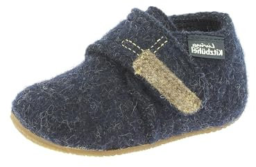 Living Kitzbühel Krabbelschuhe Baby - Weiche Hausschuhe aus Wolle - Isolierend, Atmungsaktiv & rutschfest - Handgefertigt in Europa Nachtblau, 18