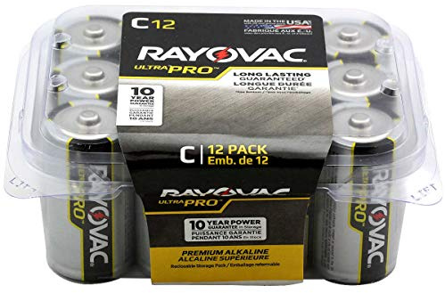 Rayovac Batteries ALC-12PPJ UltraPro Industrial Alkaline Battery, C Size, Standard, Black (Pack of 24) (ALC12-2)