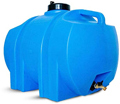 WaterPrepared Portable Water Tank, Plastic Handle & Hose Spigot, 35 Gallon, Blue - Heavy-Duty Beverage and Hydration Dispenser for Outdoor and Camping Trip
