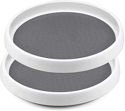wintfarm 2 Stück Lazy Susan Drehteller Gewürzregal drehbarer Gewürzhalter Kühlschrank Organizer aus Kunststoff für Gewürze Gewürzflaschen Öl Zutaten Gläser Kochen（30cm）