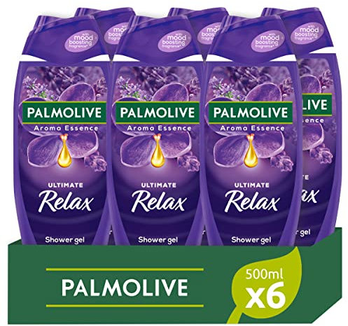 PALMOLIVE - Bagnoschiuma Aroma Essence Ultimate Relax 6x500ml (Consegna in 48 Ore), Bagnoschiuma Profumato e Naturale, Gel Doccia Aromatizzato, 95% Ingredienti Naturali, Bottiglia Riciclabile, Vegano