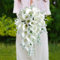 Ramos de boda for novia, con flores artificiales, ramos de bricolaje, ramos de novia artificiales de lirio de cala blanco, forma de cascada, novia en cascada con flores for bodas románticas en la igle