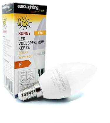 euroLighting LED Kerze E14-4W - 3000K warmweiss - mit Sonnenlichtspektrum/Vollspektrum - dimmbar