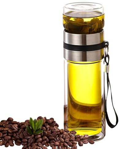 Botella Infusora De Té De Vidrio | Botella De Agua De Vidrio De Doble Pared | Taza De Té Con Botella De Agua Con Infusor | Vaso De Viaje Con Infusor De Té De Vidrio Para Hombres, Té De Hojas Sueltas,