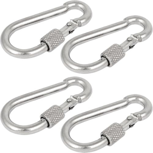 ZKGYUS 4 STK M6 Klein Karabinerhaken mit 135 Kg Belastbarkeit, Edelstahl Karabiner Schraubkarabiner Edle Schlüsselanhänger, Kleine Schraubverschluss Karabinerhaken für Camping, Schlüssel, Outdoor usw