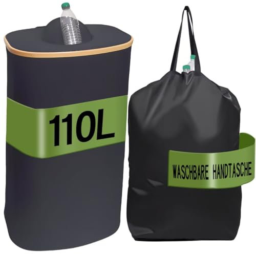 GROWZELT Pfandflaschen Sammelbehälter 110L, mit XXL Tragetasche für Jede Größe Flasche, Pfandflaschen Sammelbehälter aus Flip-Top-Design, Erleichtert das Sortieren und Schützt vor Gerüchen (110L)