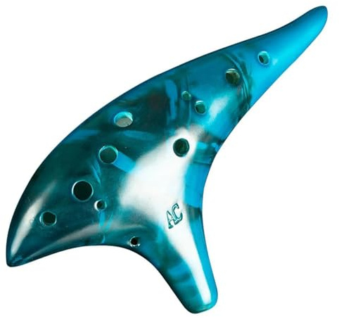 Ocarina profesional Ocarinas De Cerámica De 12 Agujeros Entonación Estable Tono Alto C Ocarinas De Fuego Ahumado Con Bolsa Protectora(Blue)