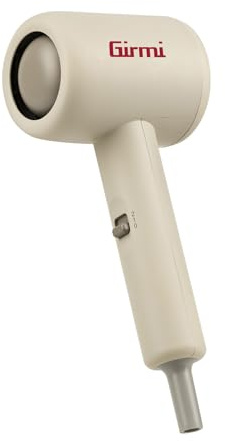 Girmi PH04 Asciugacapelli da viaggio, 1000W, 2 Velocità, 2 Temperature, Design Compatto e leggero, Gesso