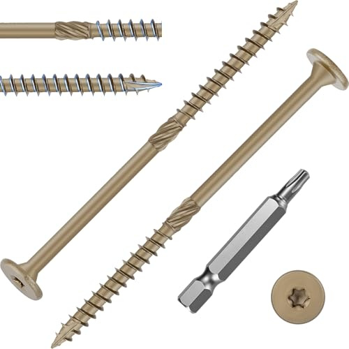 FandWay 25 tornillos para madera Torx de 6,3 x 150 mm, tornillos de cabeza avellanada, tornillos de cabeza avellanada, tornillos para terraza, con accionamiento Torx T30.
