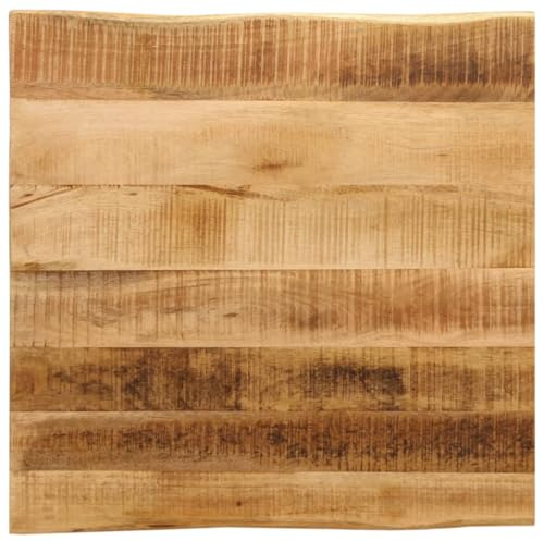 Frdhee Mesa de cocina, mesa con borde de árbol, 60 x 60 x 2,5 cm, madera de mango maciza, mesa de comedor, mesa de comedor, mesa de comedor, mesa de comedor