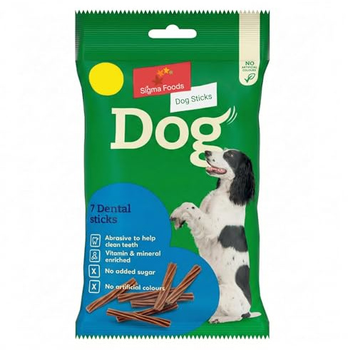 Sixsigma Foods 7 Dog Dental Sticks 180g - Healthy Chew Treats for Dogs, Helps Reduce Tartar & Plaque, Supports Strong Teeth & Gums, Fun Chewing Snack for Daily Oral Care, Meaty Flavor (Case of 13)