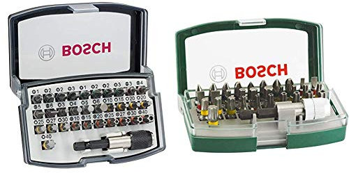 Bosch Professional 32tlg. Bit Set (Zubehör für Schraubanwendungen) & 32tlg. Schrauberbit-Set mit Farbcodierung