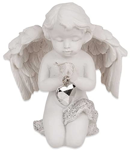 mtb more energy Ángel decorativo Crystal Heart – Ángel de la guarda, figura de ángel de Cherubinchen – Altura 8 cm – Figura decorativa