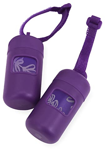 Best Pet Supplies Porta sacchetti per escrementi per cani, dispenser riutilizzabile per viaggi, passeggiate, parco e uso all'aperto, durevole, con clip, viola, confezione da 2